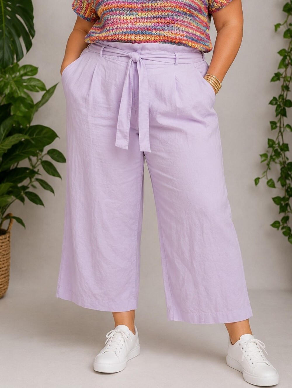 Old Navy NEW Size XXL: High-Rise Crop Wide Leg Tie-Front Pants — Lavender
